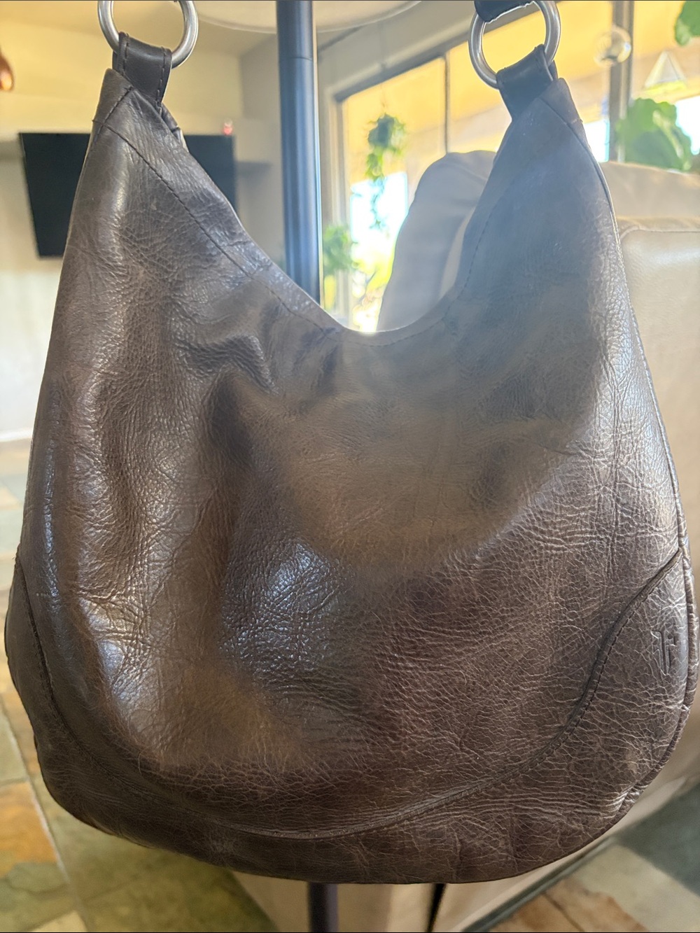 FRYE AND CO. Dark Chestnut Melissa Leather Hobo Bag